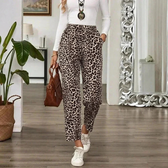 Multicolor Casual Women's Elastic Waist Corduroy Straight Leg Pants - Picture 2 of 7